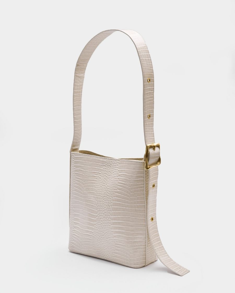 Small Bucket Bag Bone Baby Croc