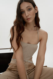 Thea Corset Toffee Check