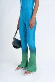 Box Pleat Flare Pant in Green Orb