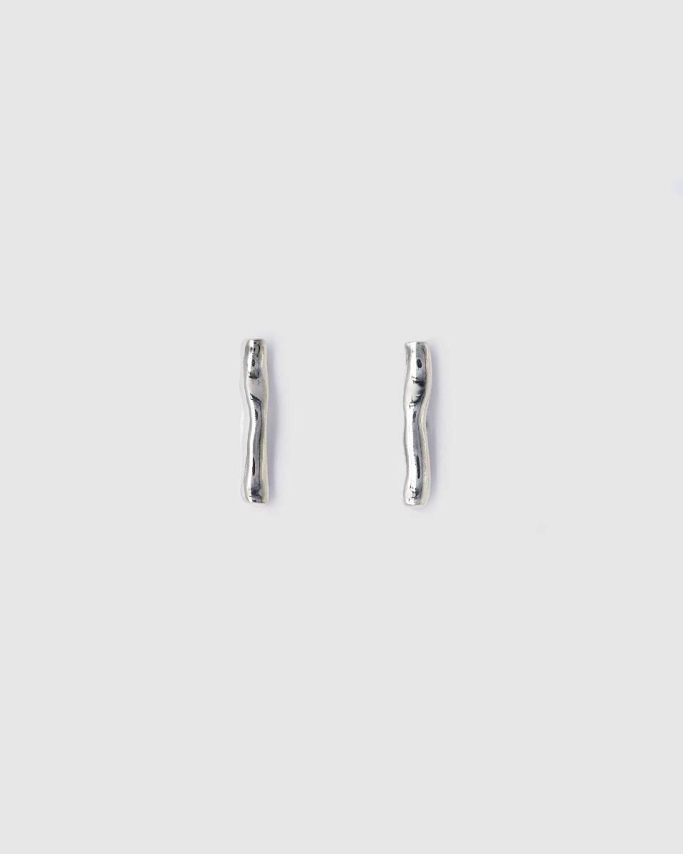 Wave Stud Earrings - Silver