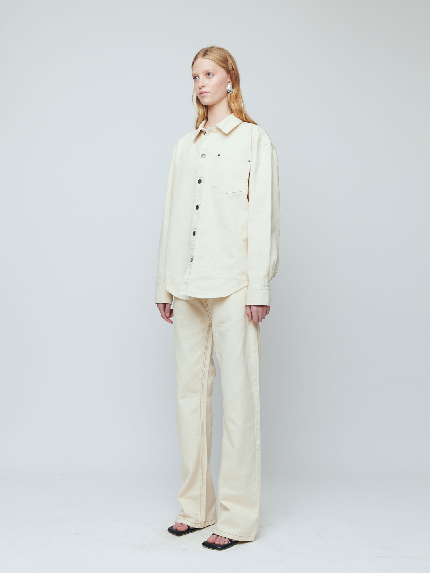 Womens Denim Shirt - Ivory