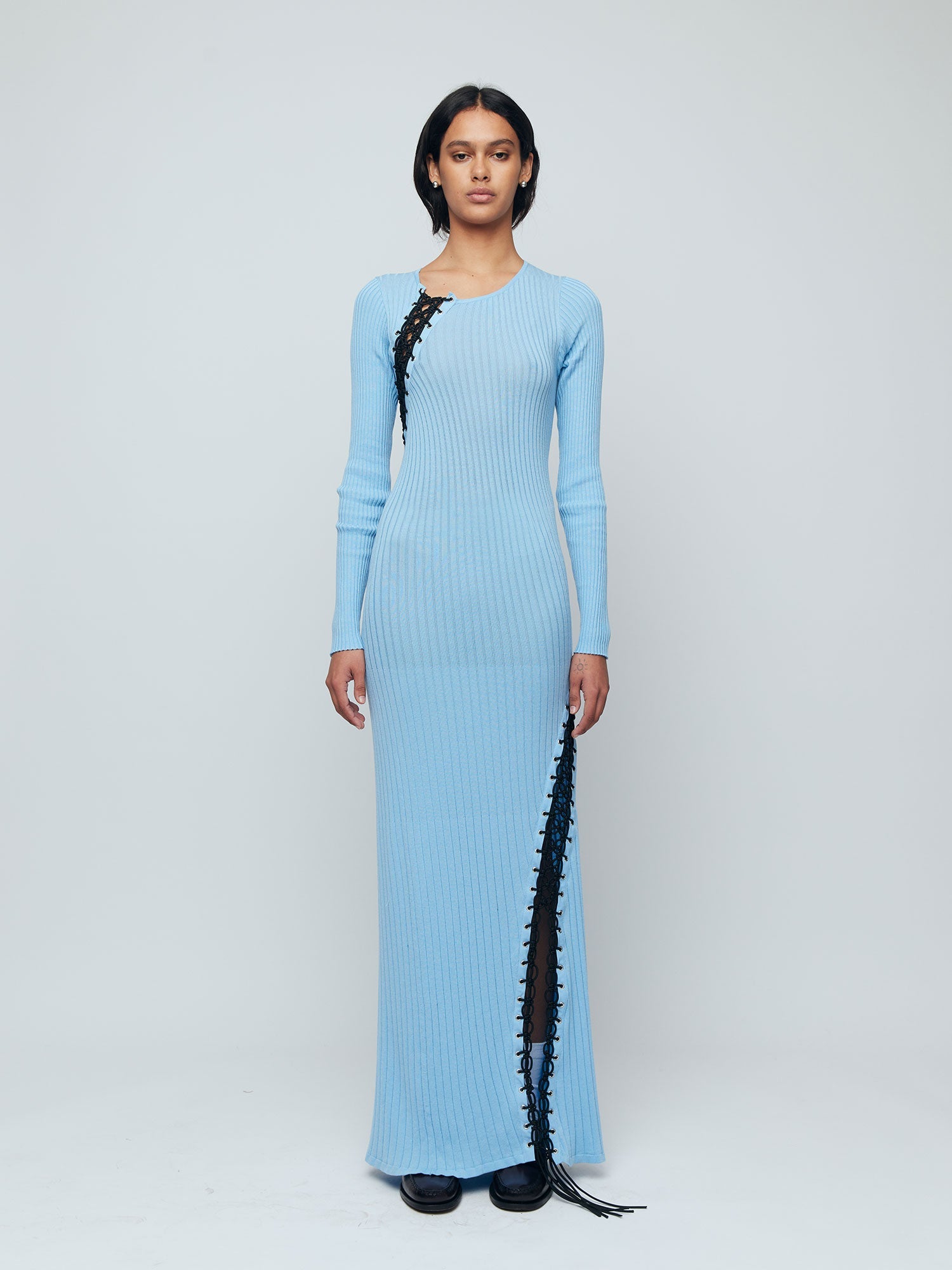 Edie Macramé Maxi Dress - Icy Blue