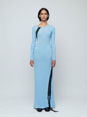 Edie Macramé Maxi Dress - Icy Blue