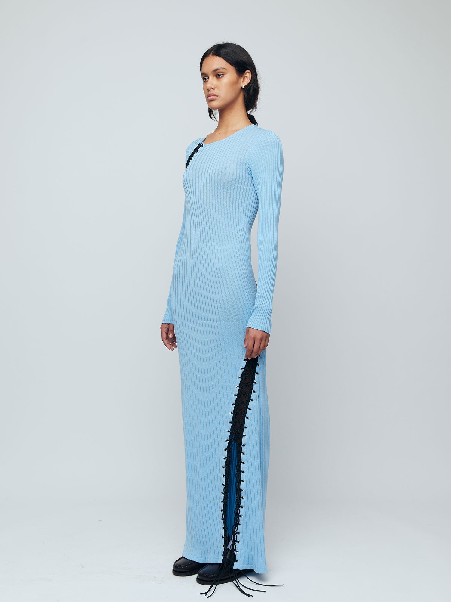 Edie Macramé Maxi Dress - Icy Blue