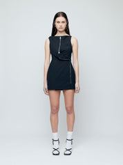 Lucie Zipper Mini Dress - Black