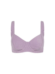 Towelling Bra Cup Bikini Top - Lilac