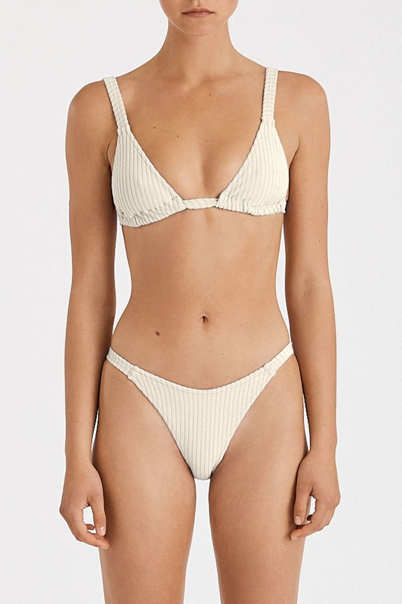 Cord Towelling Curve String Brief - Ivory