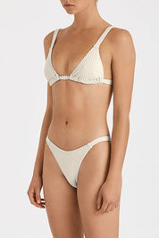 Cord Towelling Curve String Brief - Ivory