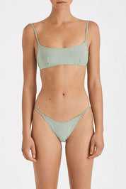 Green Stripe Curved String Brief Green Stripe