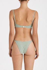 Green Stripe Curved String Brief Green Stripe