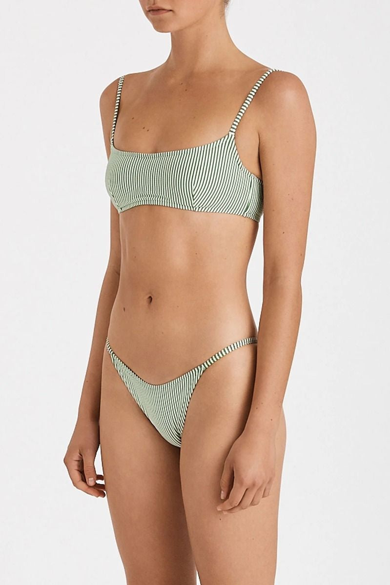 Green Stripe Curved String Brief Green Stripe