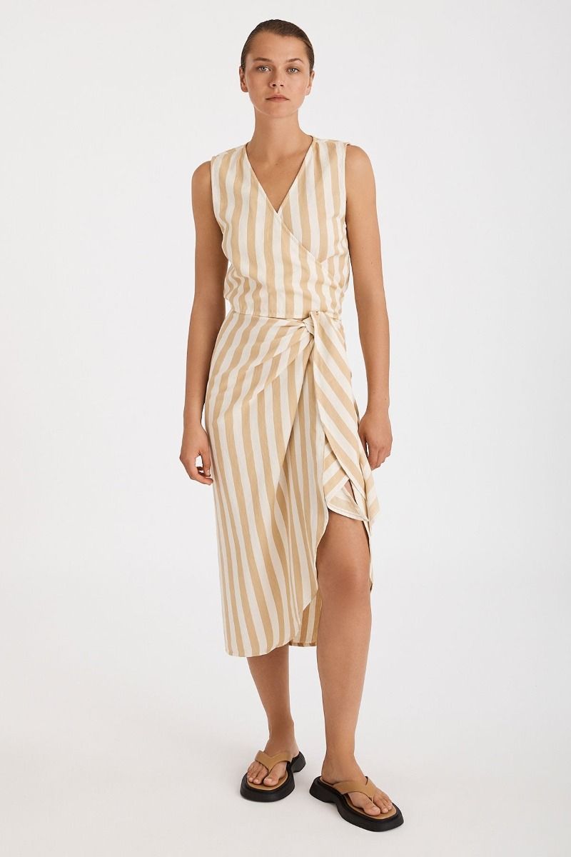 Camel Stripe Organic Cotton Twill Pareo