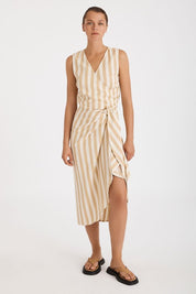 Camel Stripe Organic Cotton Twill Pareo