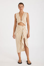 Camel Stripe Organic Cotton Twill Pareo