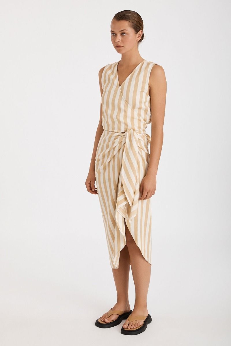 Camel Stripe Organic Cotton Twill Pareo