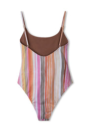 Watercolour Stripe Reversible One Piece Watercolour Chocolate