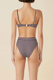 Plum Stripe V Waisted Brief Plum Stripe