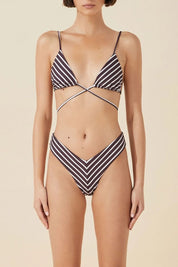 Plum Stripe Tie Triangle Plum Stripe