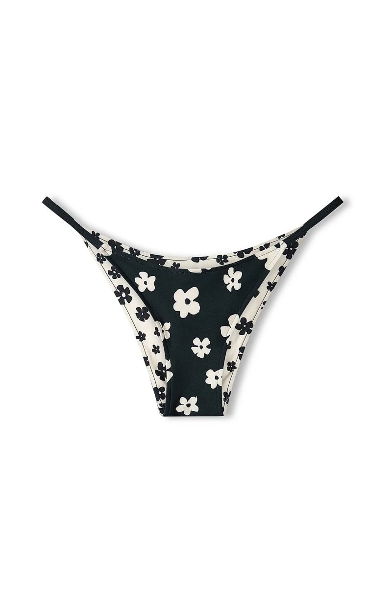 Black & Bone Flower Reversible Curve String Brief Black & Bone Flower