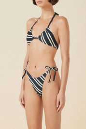 Black & Bone Stripe Curve String Tie Brief Black & Bone Flower