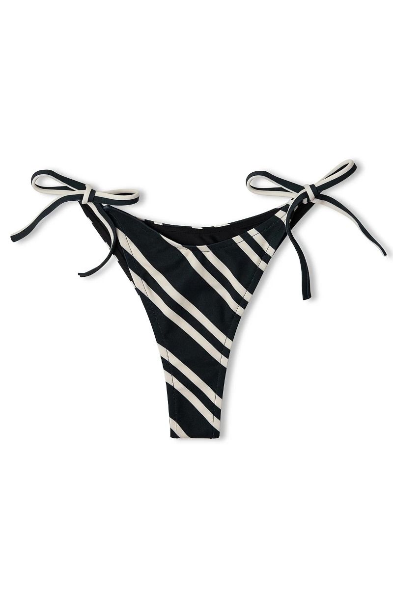 Black & Bone Stripe Curve String Tie Brief Black & Bone Flower
