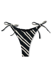 Black & Bone Stripe Curve String Tie Brief Black & Bone Flower