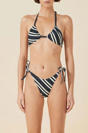 Black & Bone Stripe Curve String Tie Brief Black & Bone Flower
