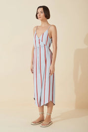 Rio Stripe Wrap Dress Rio Red Cool Blue