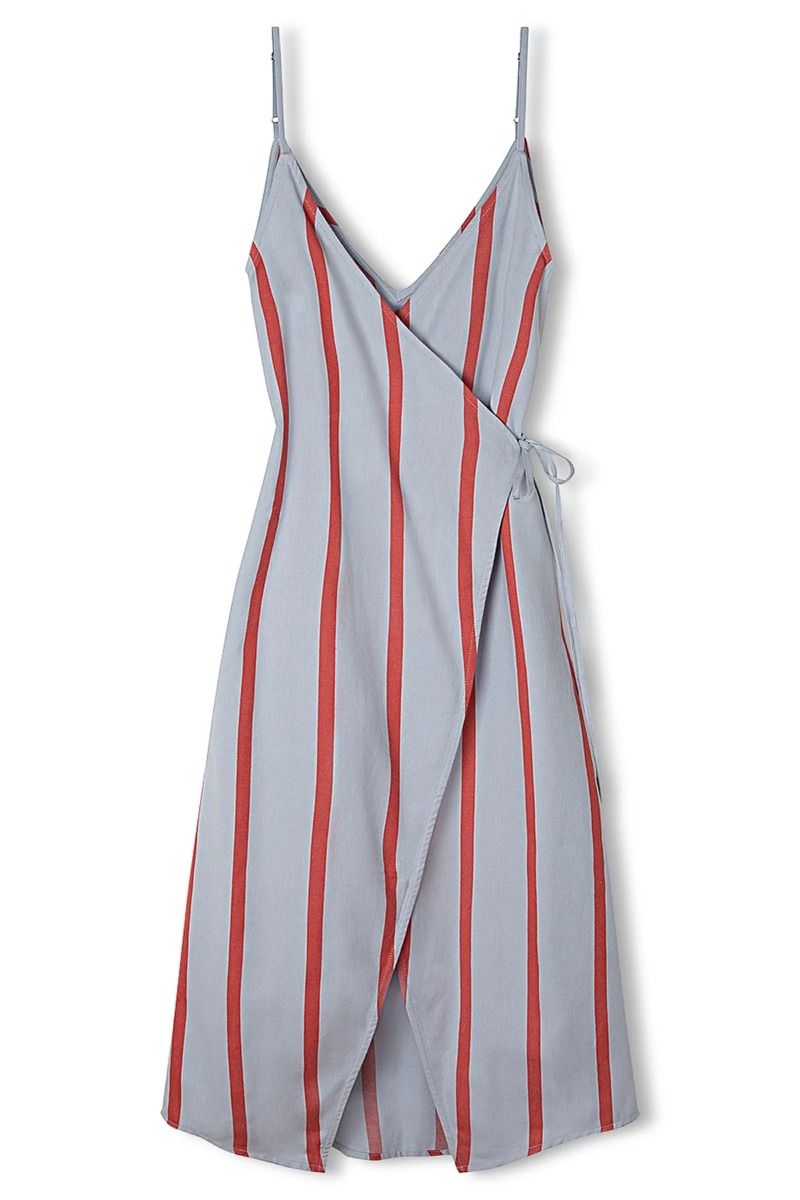 Rio Stripe Wrap Dress Rio Red Cool Blue